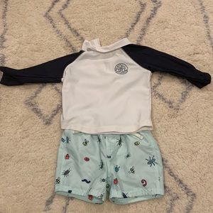 GAP 6-12 month swim trunks & rash guard